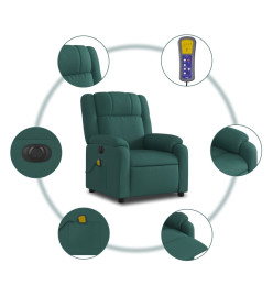 Fauteuil de massage inclinable électrique Vert foncé Tissu