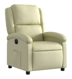 Fauteuil inclinable électrique crème cuir véritable