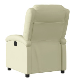 Fauteuil inclinable électrique crème cuir véritable