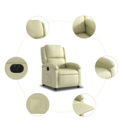 Fauteuil inclinable électrique crème cuir véritable