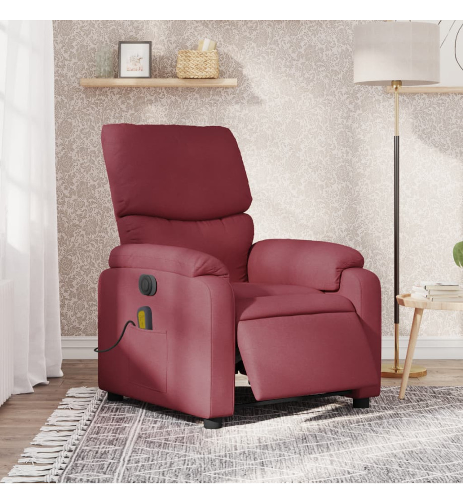 Fauteuil de massage inclinable électrique Rouge bordeaux Tissu