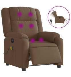 Fauteuil inclinable de massage électrique marron tissu