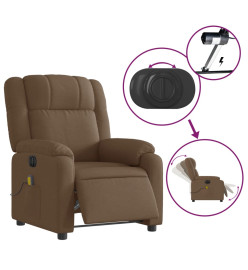 Fauteuil inclinable de massage électrique marron tissu