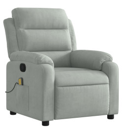 Fauteuil de massage inclinable gris clair velours