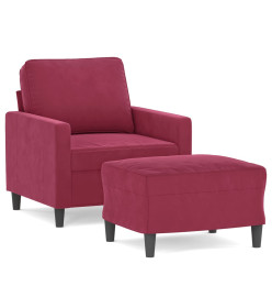 Fauteuil avec repose-pied Rouge bordeaux 60 cm Velours