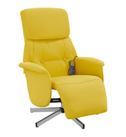 Fauteuil inclinable de massage repose-pieds jaune clair tissu