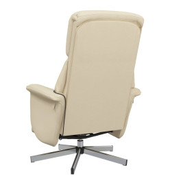 Fauteuil inclinable de massage avec repose-pieds crème tissu