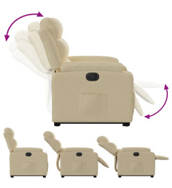 Fauteuil inclinable électrique crème tissu