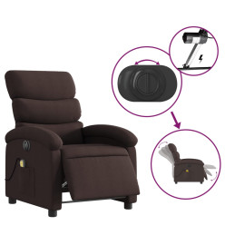 Fauteuil de massage inclinable électrique Marron foncé Tissu