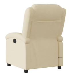 Fauteuil inclinable de massage électrique crème tissu