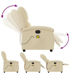 Fauteuil inclinable de massage électrique crème tissu