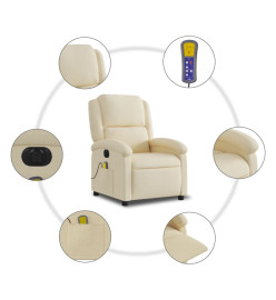 Fauteuil inclinable de massage électrique crème tissu