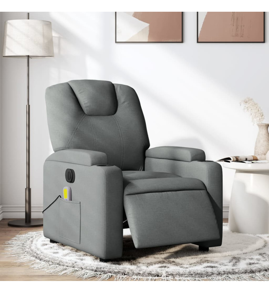 Fauteuil inclinable de massage électrique gris foncé tissu