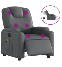 Fauteuil de massage inclinable électrique gris similicuir