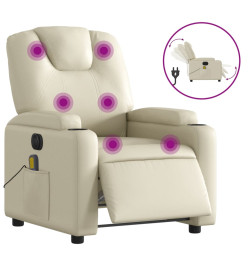 Fauteuil de massage inclinable électrique crème similicuir