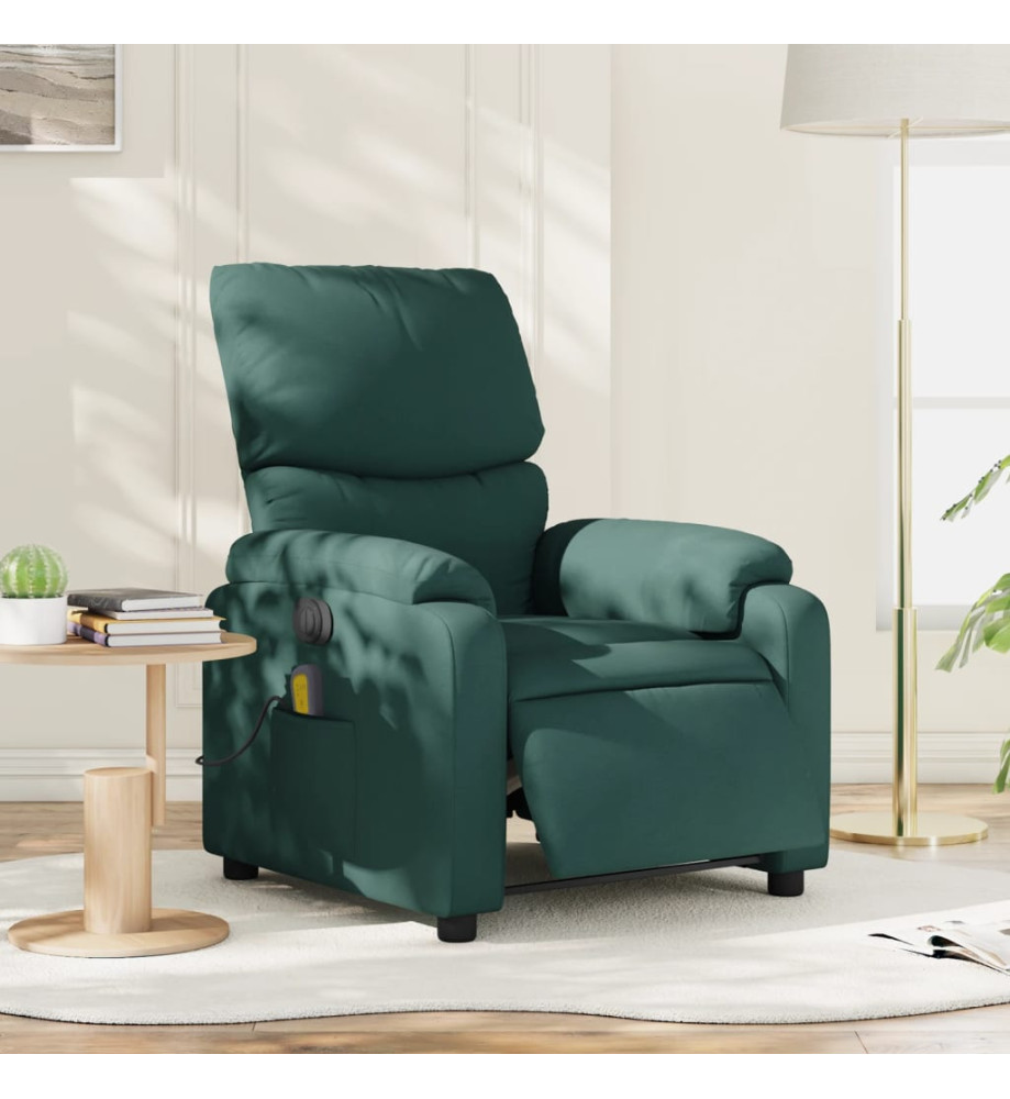 Fauteuil de massage inclinable électrique Vert foncé Tissu