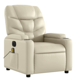 Fauteuil de massage inclinable électrique crème similicuir