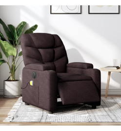 Fauteuil de massage inclinable électrique Marron foncé Tissu