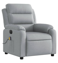 Fauteuil de massage inclinable électrique gris clair tissu