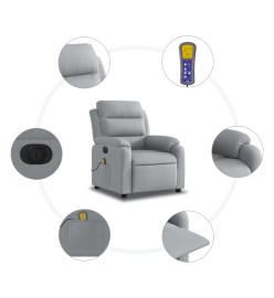 Fauteuil de massage inclinable électrique gris clair tissu