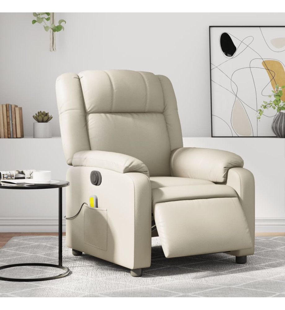 Fauteuil de massage inclinable électrique crème similicuir