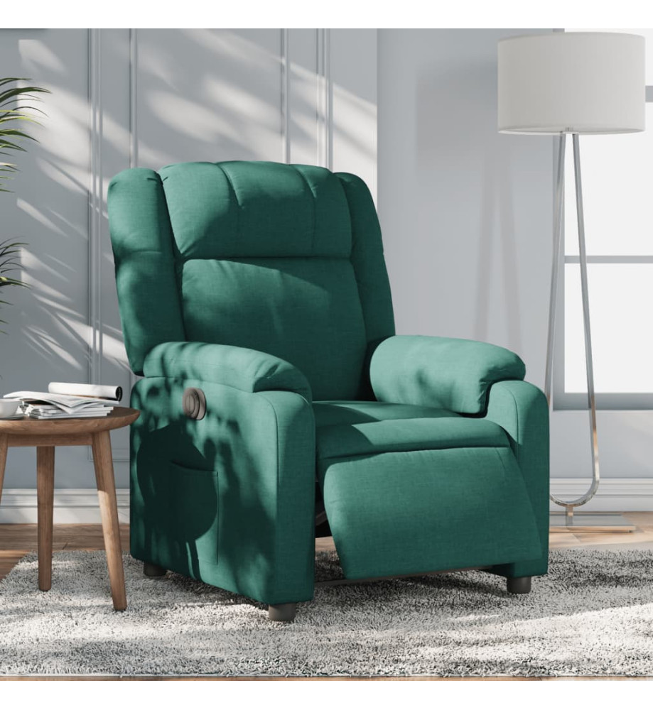 Fauteuil inclinable électrique Vert foncé Tissu