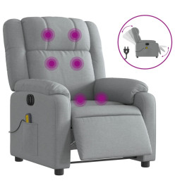 Fauteuil de massage inclinable électrique gris clair tissu