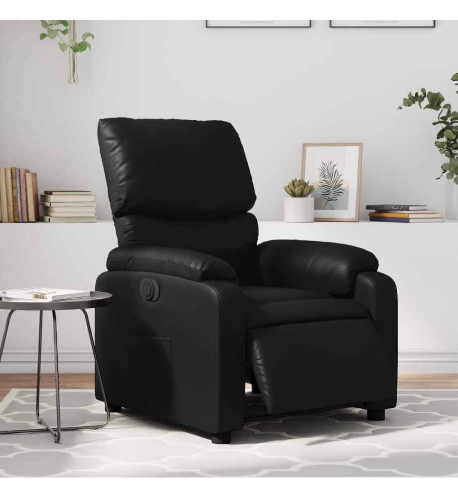 Fauteuil inclinable électrique Noir Similicuir