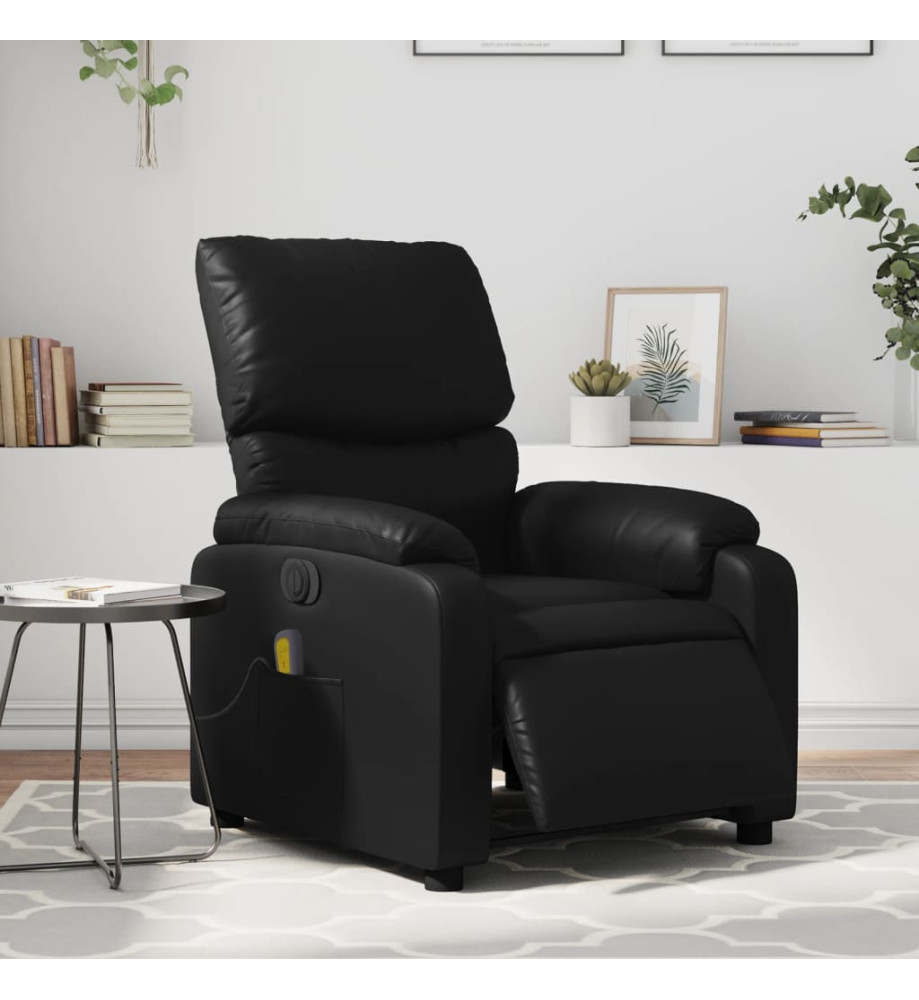 Fauteuil de massage inclinable électrique noir similicuir