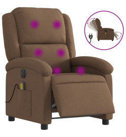 Fauteuil inclinable de massage électrique marron tissu