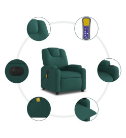 Fauteuil de massage inclinable électrique Vert foncé Tissu