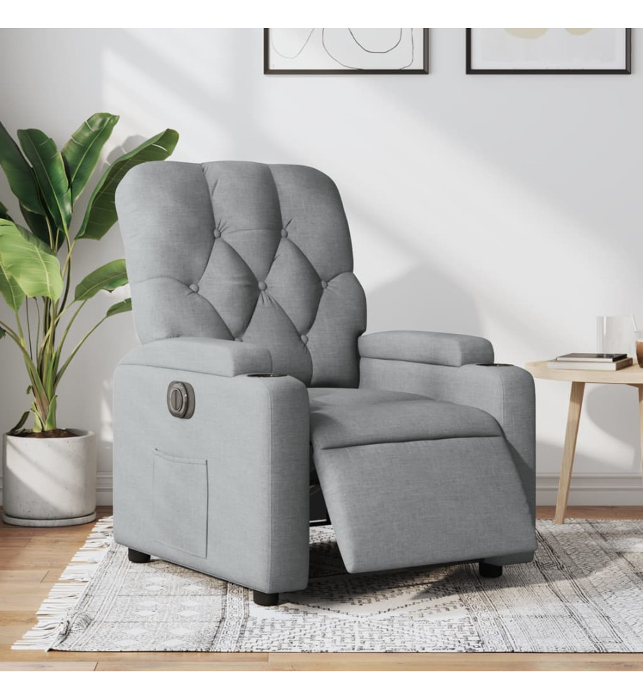 Fauteuil inclinable électrique Gris clair Tissu