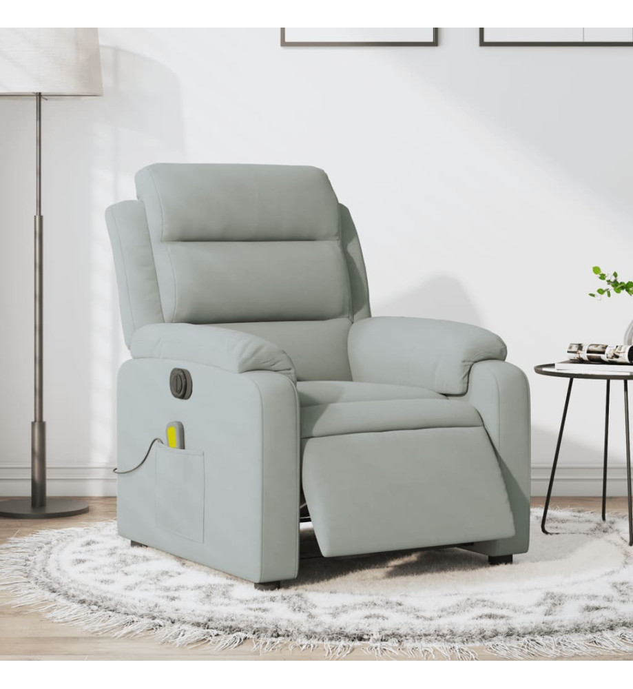 Fauteuil inclinable électrique de massage gris clair velours