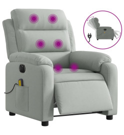 Fauteuil inclinable électrique de massage gris clair velours