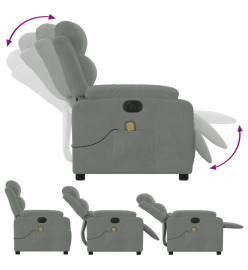 Fauteuil inclinable électrique de massage gris clair velours