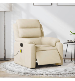 Fauteuil inclinable de massage électrique crème tissu