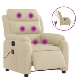 Fauteuil inclinable de massage électrique crème tissu