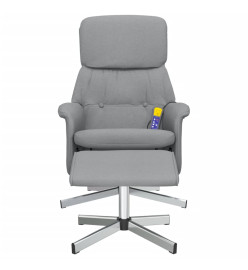 Fauteuil inclinable de massage et repose-pied gris clair tissu