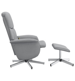 Fauteuil inclinable de massage et repose-pied gris clair tissu