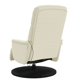 Fauteuil inclinable de massage avec repose-pieds crème velours