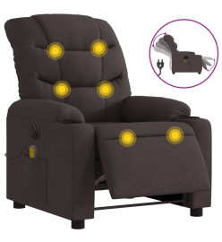 Fauteuil de massage inclinable électrique Marron foncé Tissu