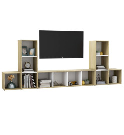 Ensemble de meubles TV 5 pcs Blanc et chêne sonoma Aggloméré