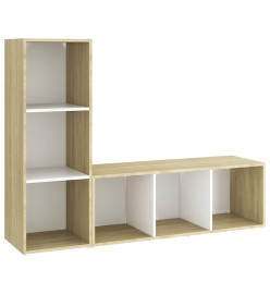 Meubles TV 2 pcs Blanc et chêne sonoma 107x35x37 cm Aggloméré