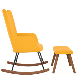 Chaise à bascule avec repose-pied Jaune moutarde Velours