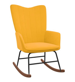 Chaise à bascule avec repose-pied Jaune moutarde Velours