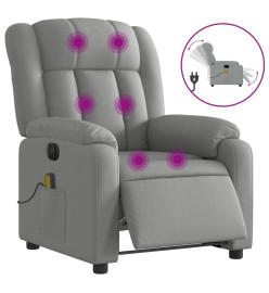 Fauteuil de massage inclinable électrique gris clair tissu