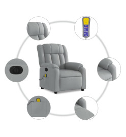 Fauteuil de massage inclinable électrique gris clair tissu