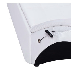 Chaise longue de massage avec oreiller Blanc Similicuir