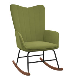 Chaise à bascule avec repose-pied Vert clair Velours