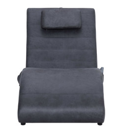 Chaise longue de massage avec oreiller Gris Similicuir daim